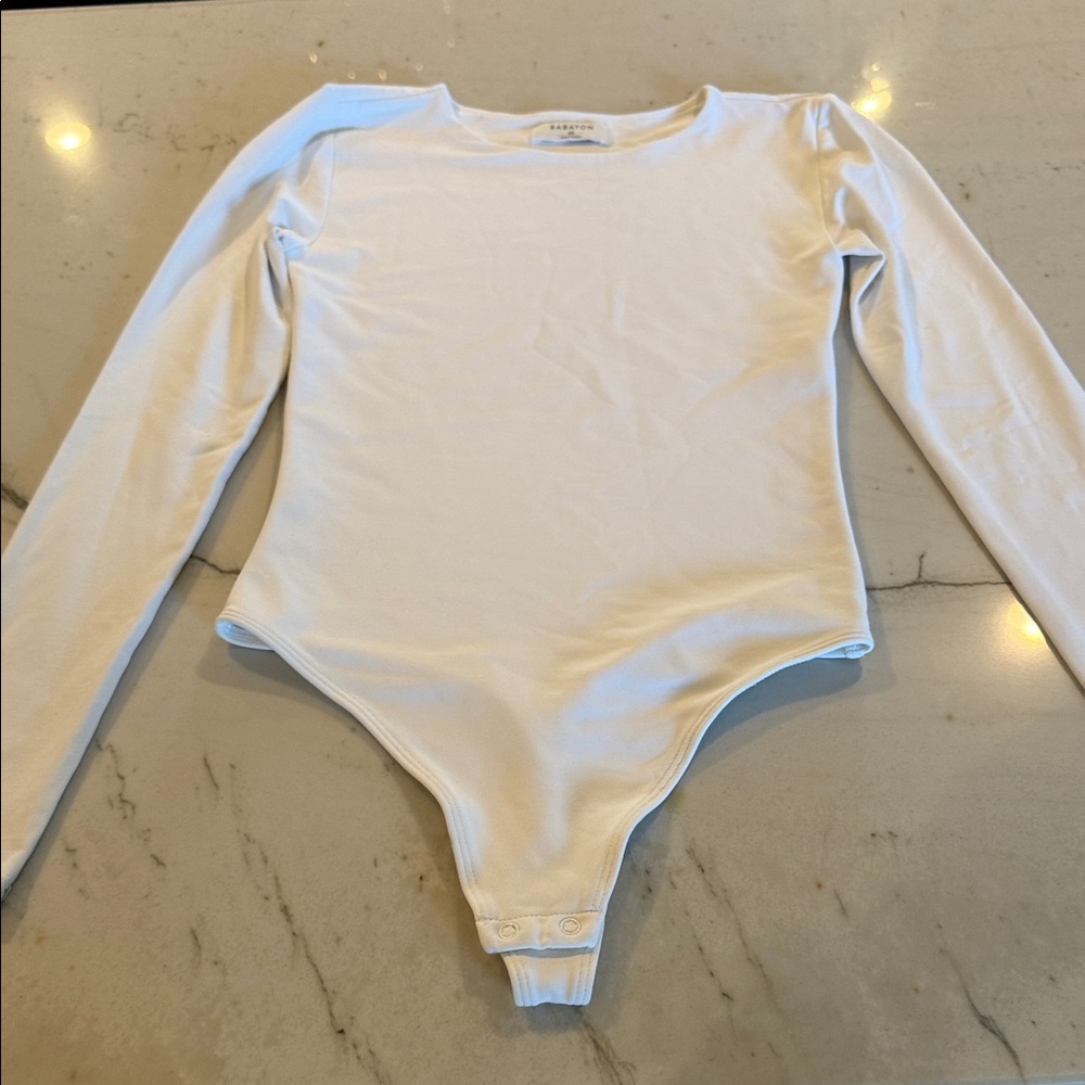 Babaton White Long Sleeve Bodysuit